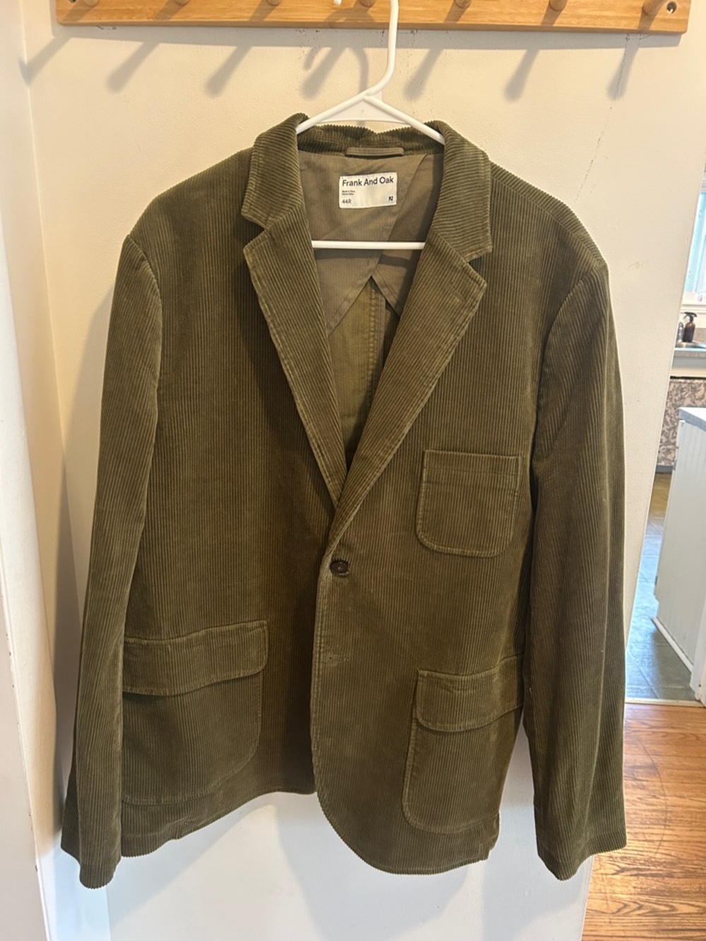 Frank & Oak Olive Green Corduroy Blazer